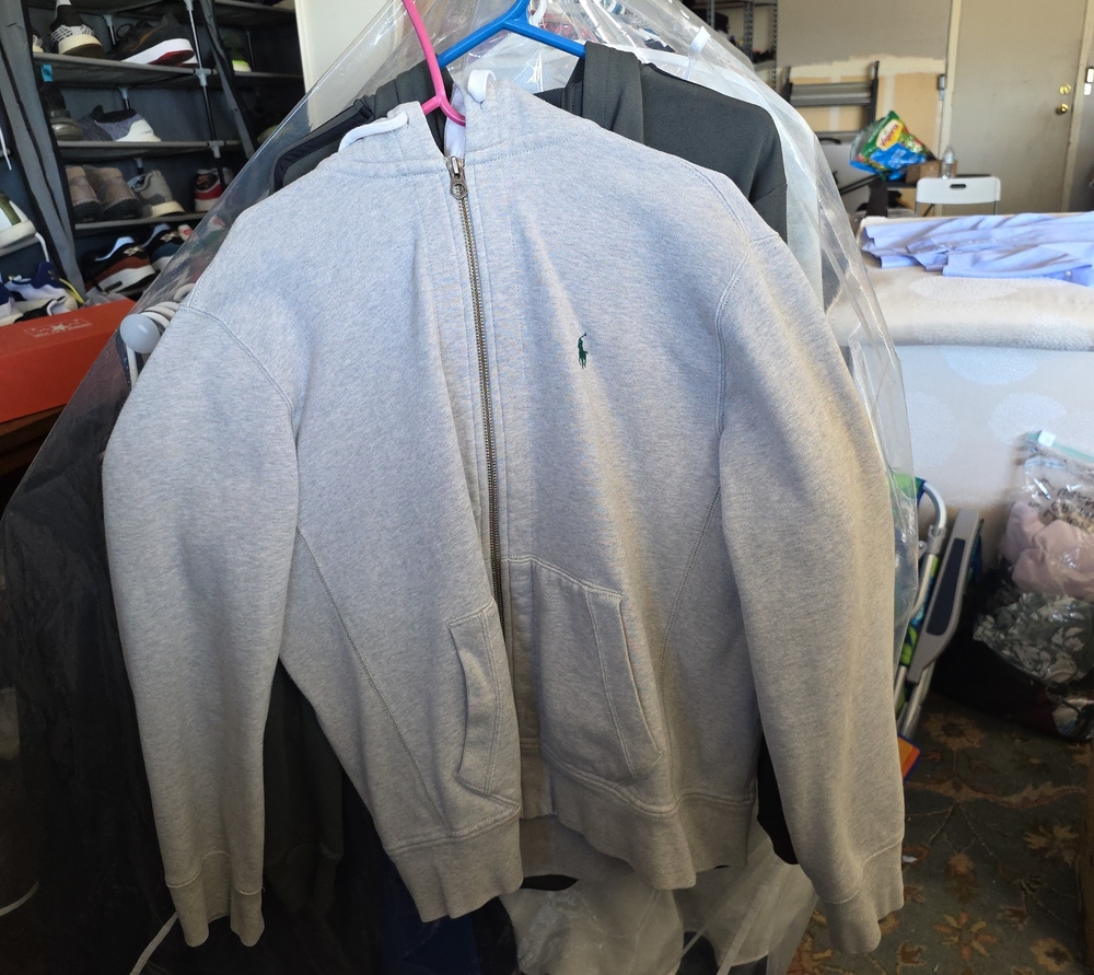 Ralph Lauren Light Gray Full-Zip Hoodie with Embroidered Pony